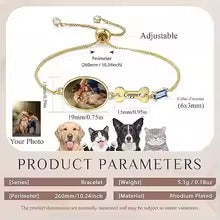 Personalized Engraving Bracelet For Women Custom Pet Photo Jewelry Adjustable Stainless Steel Bracelet Fashion Creative Gift