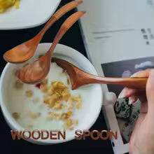 Handmade Dessert Wood Catering Scoop Hand-made Tableware Cooking Utensil Wooden Spoon Kitchen Tool Soup Spoon