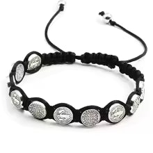 Handmade St. Benedict Medal Bracelet Braided Rosary Coin Beaded Cross Classic Prayer Bracelets Religious Catholic jewelry